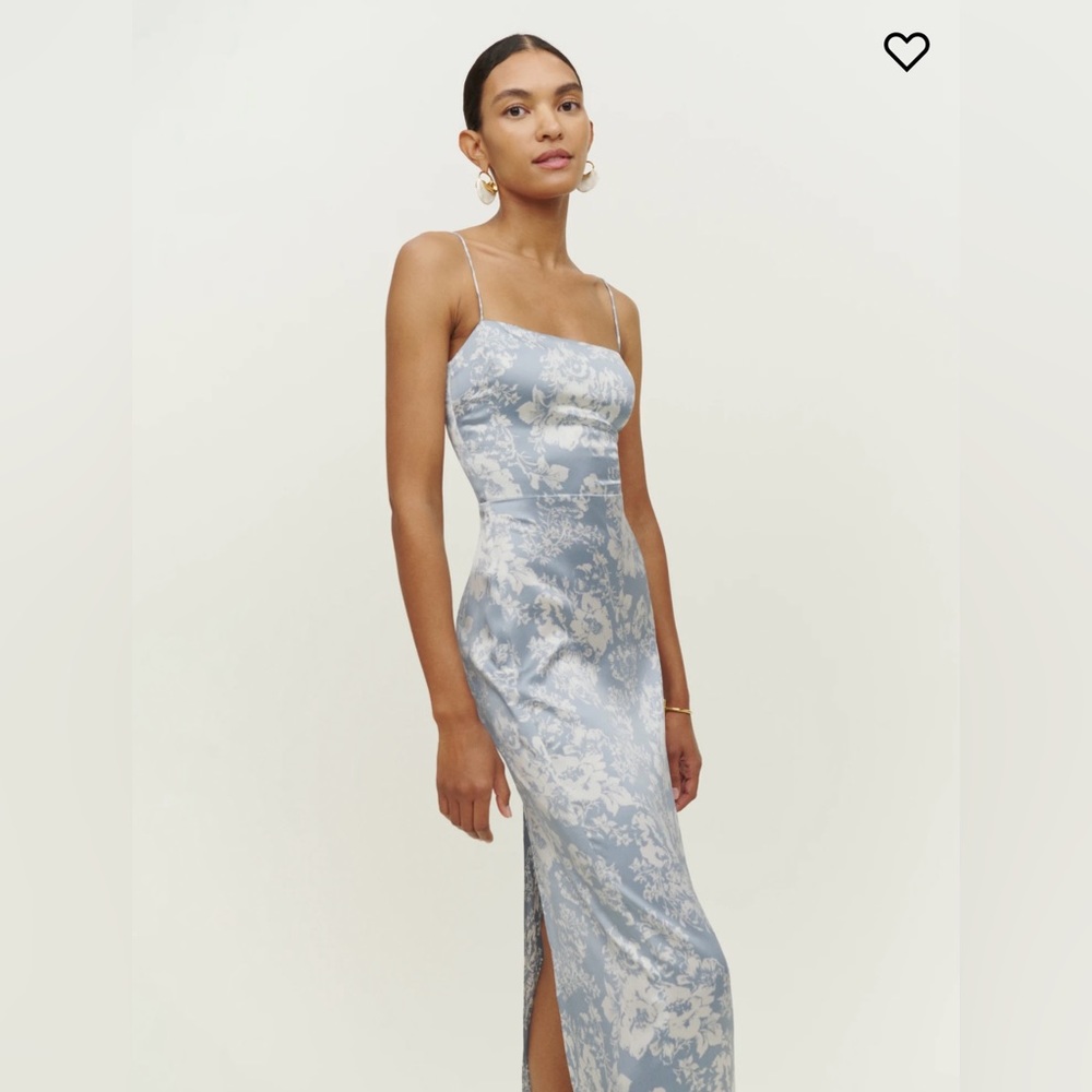 Reformation Frankie Silk Dress In Porcelain